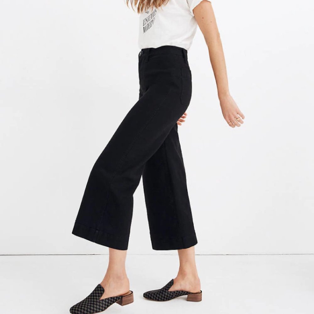 Madewell Emmett Wide Crop Pants - Black